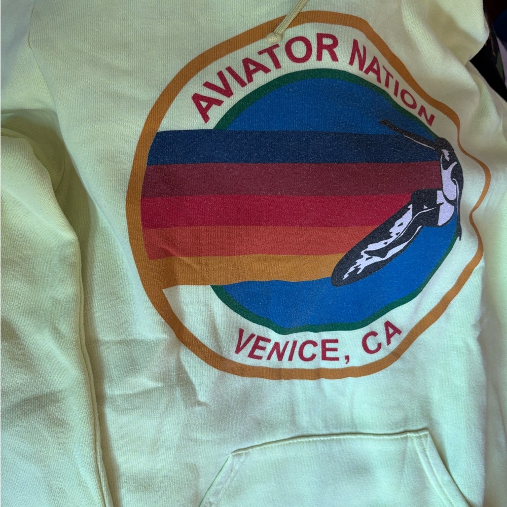 Aviator Nation Neon Hoodie With Rainbow Emblem View 2